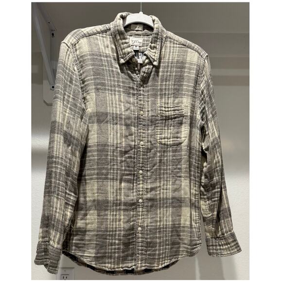 J. Crew‎ Women's Flannel Button-Up Shirt Slim Fit Size Medium Grey - Picture 1 of 4